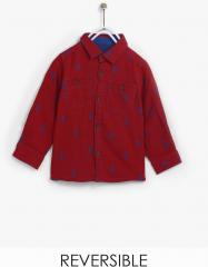 United Colors Of Benetton Red Slim Fit Reversible Casual Shirt boys