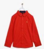 United Colors Of Benetton Red Solid Regular Fit Casual Shirt Boys