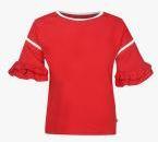 United Colors Of Benetton Red Solid Regular Fit Round Neck T Shirt Girls