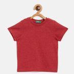 United Colors Of Benetton Red Solid Round Neck T Shirt Boys