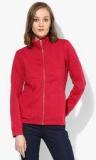 United Colors Of Benetton Red Solid Sweat Jacket Women