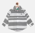 United Colors Of Benetton White & Navy Regular Fit Striped Casual Shirt Boys