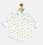 United Colors Of Benetton White & Yellow Regular Fit Printed Casual Shirt Boys