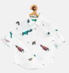 United Colors Of Benetton White Regular Fit Printed Casual Shirt Boys