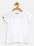 United Colors Of Benetton White Solid Round Neck T Shirt Girls