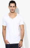 United Colors Of Benetton White Solid V Neck T Shirt men