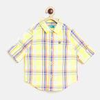 United Colors Of Benetton Yellow & Blue Regular Fit Checked Casual Shirt Boys