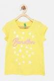 United Colors Of Benetton Yellow Printed Polo T Shirt Girls