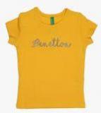 United Colors Of Benetton Yellow Solid Regular Fit Round T Shirt Girls