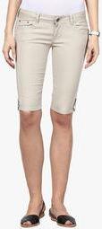 Upperclass Beige Solid Capri Women