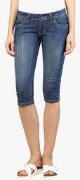 Upperclass Blue Solid Capri Women