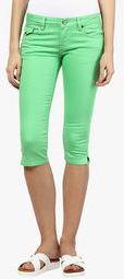 Upperclass Green Solid Capri Women