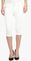 Upperclass White Solid Capri Women