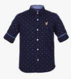 Urban Scottish Navy Blue Printed Regular Fit Casual Shirt Boys