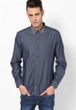 V Dot Blue Full Sleeve Casual Shirt men