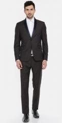 V Dot Brown Checked Skinny Fit Two Piece Formal Suit men