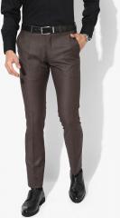 V Dot Brown Solid Slim Fit Formal Trouser men