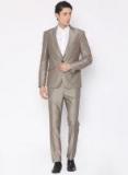 V Dot Khaki Regular Fit Single Breasted Party Suit Men