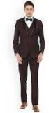 V Dot Maroon Self Design Single Breasted Formal Suit Men