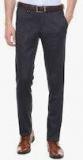 V Dot Navy Blue Self Design Slim Fit Formal Trouser Men