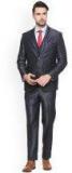 V Dot Navy Blue Slim Fit Single Breasted Suit Men