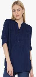 Vaak Navy Blue Solid Tunic women