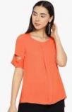 Vaak Orange Solid Blouse Women