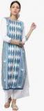 Vaamsi White & Blue Printed Straight Kurta women