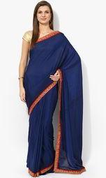 Vaishali Blue Solid Crepe Saree Women