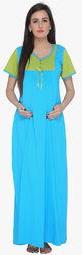 Valentine Aqua Blue Solid Gown Women