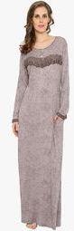 Valentine Grey Printed Gown Women