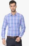 Van Heusen Blue & White Slim Fit Checked Semiformal Shirt Men