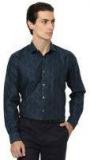 Van Heusen Blue Comfort Regular Fit Self Design Formal Shirt Men