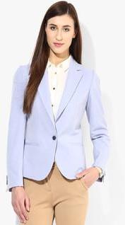 Van Heusen Blue Solid Summer Jacket women