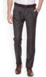 Van Heusen Brown Slim Fit Solid Formal Trousers men