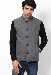 Van Heusen Grey Sleeve Less Waistcoats Men