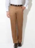 Van Heusen Khaki Solid Formal Trousers Men