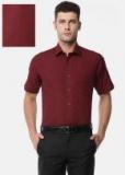 Van Heusen Maroon Custom Regular Fit Solid Formal Shirt men