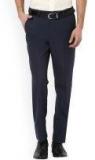 Van Heusen Navy Blue Regular Fit Solid Formal Trousers men