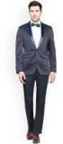 Van Heusen Navy Blue Self Design Slim Fit Formal Suit Men