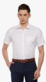 Van Heusen Off White Regular Fit Checked Formal Shirt Men