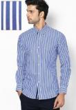 Van Heusen Sport Navy Blue Regular Fit Casual Shirt Men