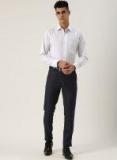 Van Heusen White & Blue Slim Fit Checked Formal Shirt Men