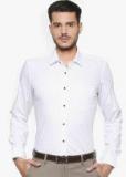 Van Heusen White Printed Slim Fit Formal Shirt Men