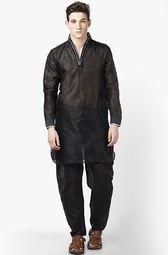 Varah Black Pathani Kurta Set Men