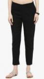 Varanga Black Solid Slim Fit Coloured Pants Women