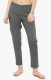 Varanga Grey Solid Straight Fit Regular Trouser Women