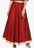 Varanga Maroon Self Design Flared Skirt Women