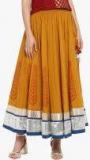 Varanga Mustard Embellished Flared Skirt women