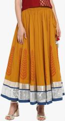 Varanga Mustard Embellished Flared Skirt women